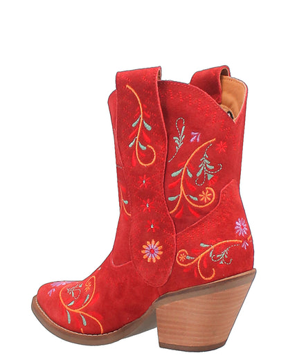 Dingo Women's Sugar Bug Western Booties in Red with Medium Square Toe at Skip's Western Outfitters | DI179-RED
