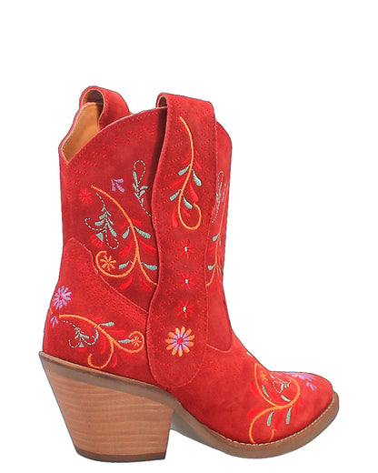 Dingo Women's Sugar Bug Western Booties in Red with Medium Square Toe at Skip's Western Outfitters | DI179-RED