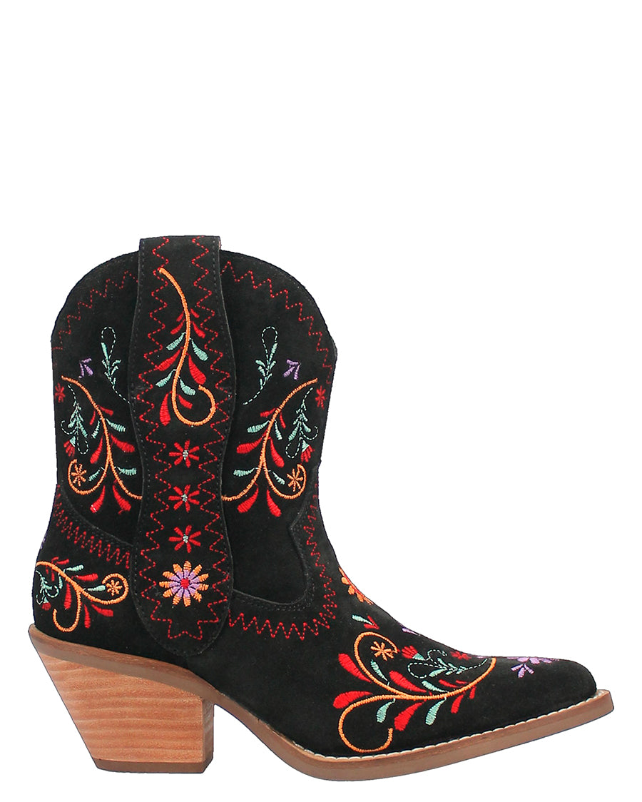 Dingo Women's Sugar Bug Western Booties in Black with Round Toe at Skip's Western Outfitters | DI179-BLACK