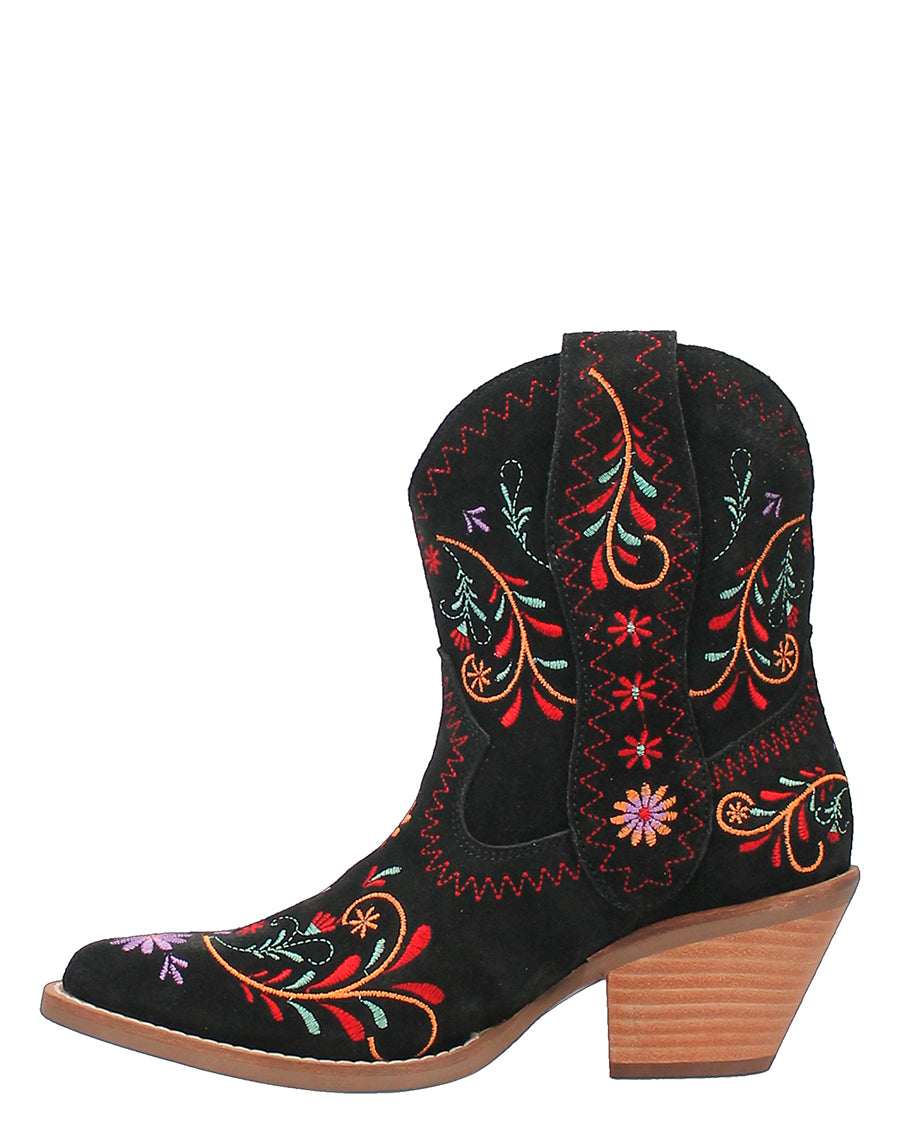 Dingo Women's Sugar Bug Western Booties in Black with Round Toe at Skip's Western Outfitters | DI179-BLACK