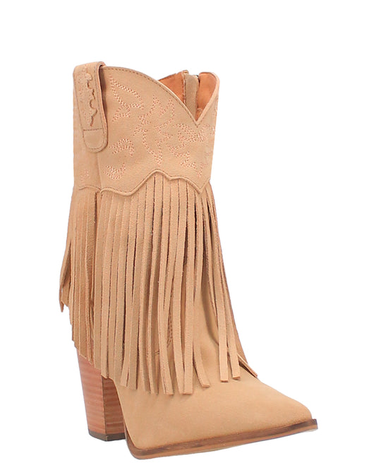 Dingo Women's Crazy Train Western Booties in Natural with Snip Toe at Skip's Western Outfitters | DI185-NATURAL