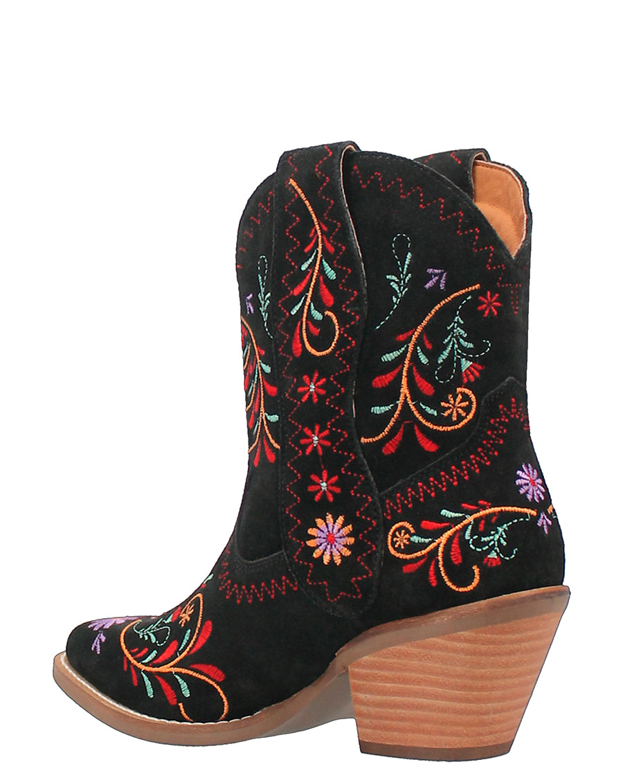 Dingo Women's Sugar Bug Western Booties in Black with Round Toe at Skip's Western Outfitters | DI179-BLACK