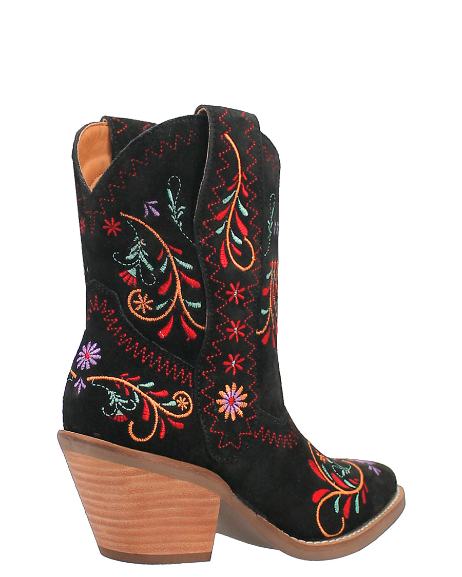 Dingo Women's Sugar Bug Western Booties in Black with Round Toe at Skip's Western Outfitters | DI179-BLACK