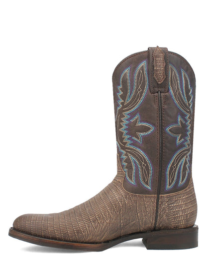 Dingo Men's Saw Buck Lizard Print Western Boots in Cement with Round Toe at Skip's Western Outfitters | DI140-CEMENT