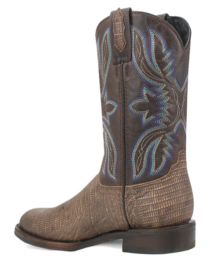 Dingo Men's Saw Buck Lizard Print Western Boots in Cement with Round Toe at Skip's Western Outfitters | DI140-CEMENT