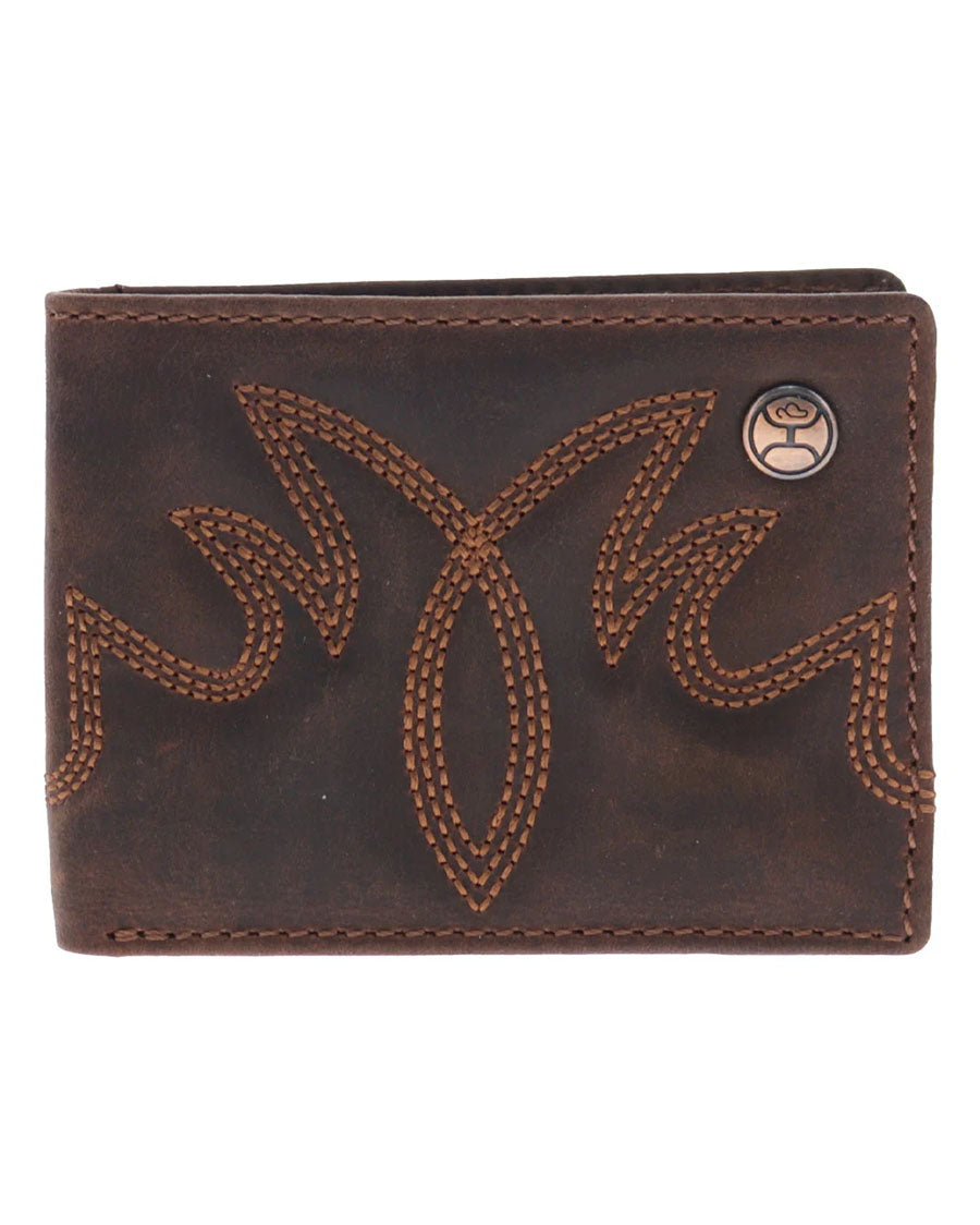 Wyatt Smooth Brown Front Pocket Bifold With Brown Stitching - Hfbf040-Br