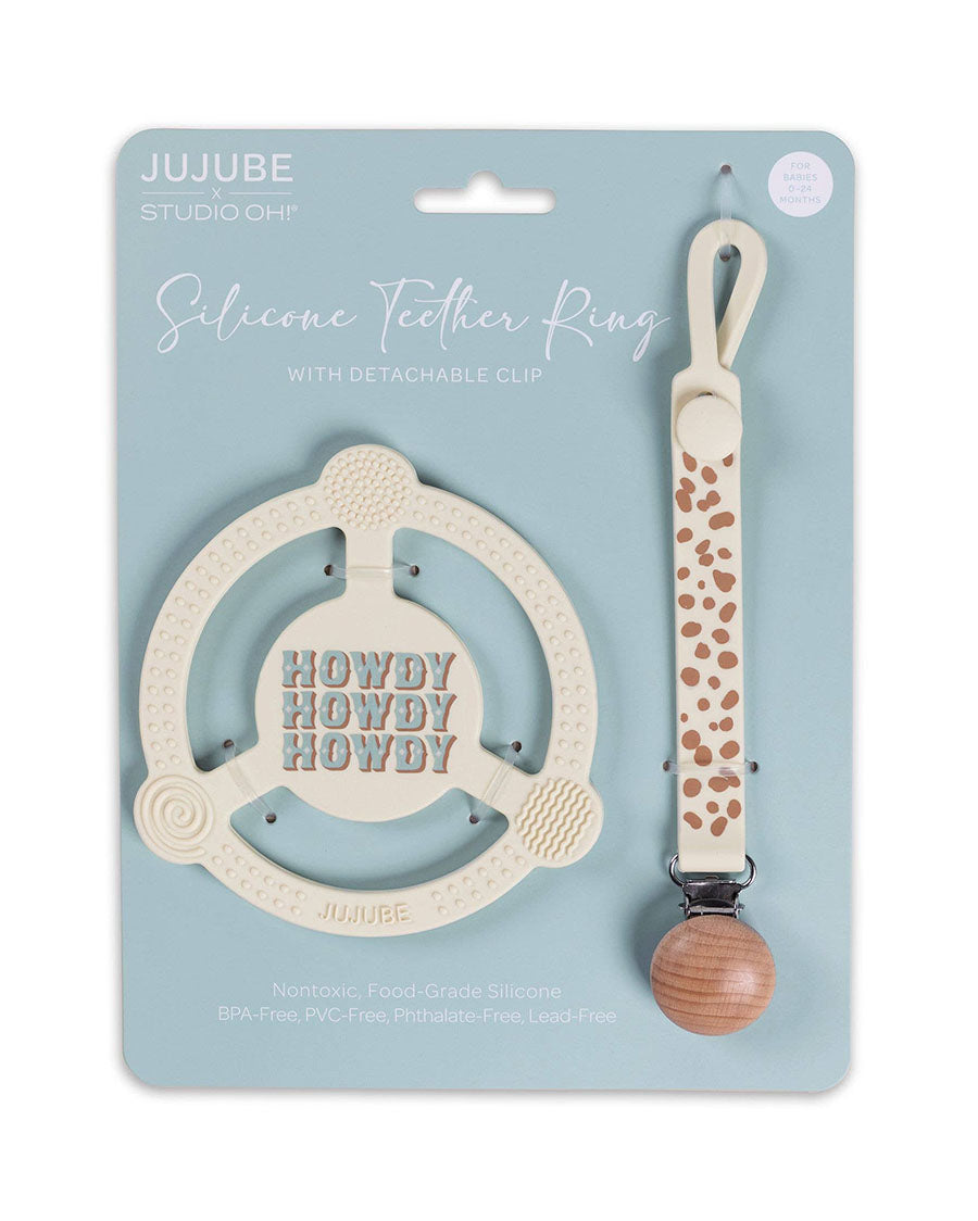 Howdy Partner Silicone Teether Ring With Detachable Clip - Jf32040Hpb