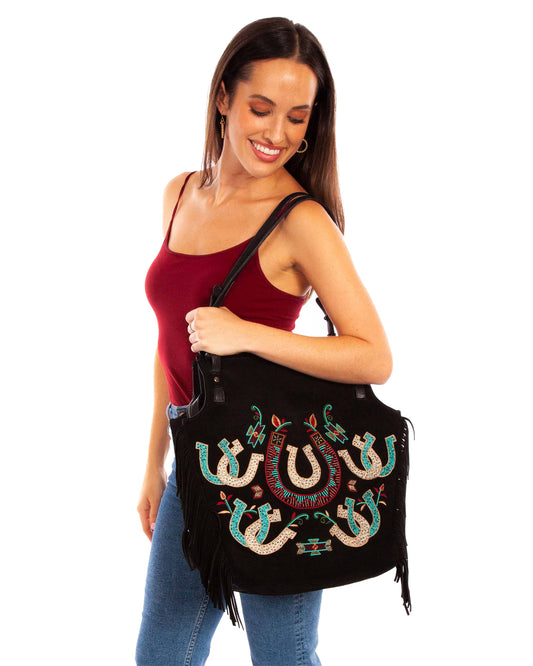 Women's Suede Fringe Tote by Scully from Skip’s Western Outfitters | SCU-B214-HB-ONE-HANDBAG