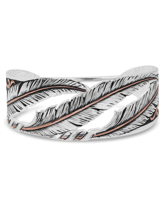 Wind Dancer Pierced Feather Cuff Bracelet by Montana Silversmiths from Skip’s Western Outfitters | MON-BC4222RG-O/S-REG