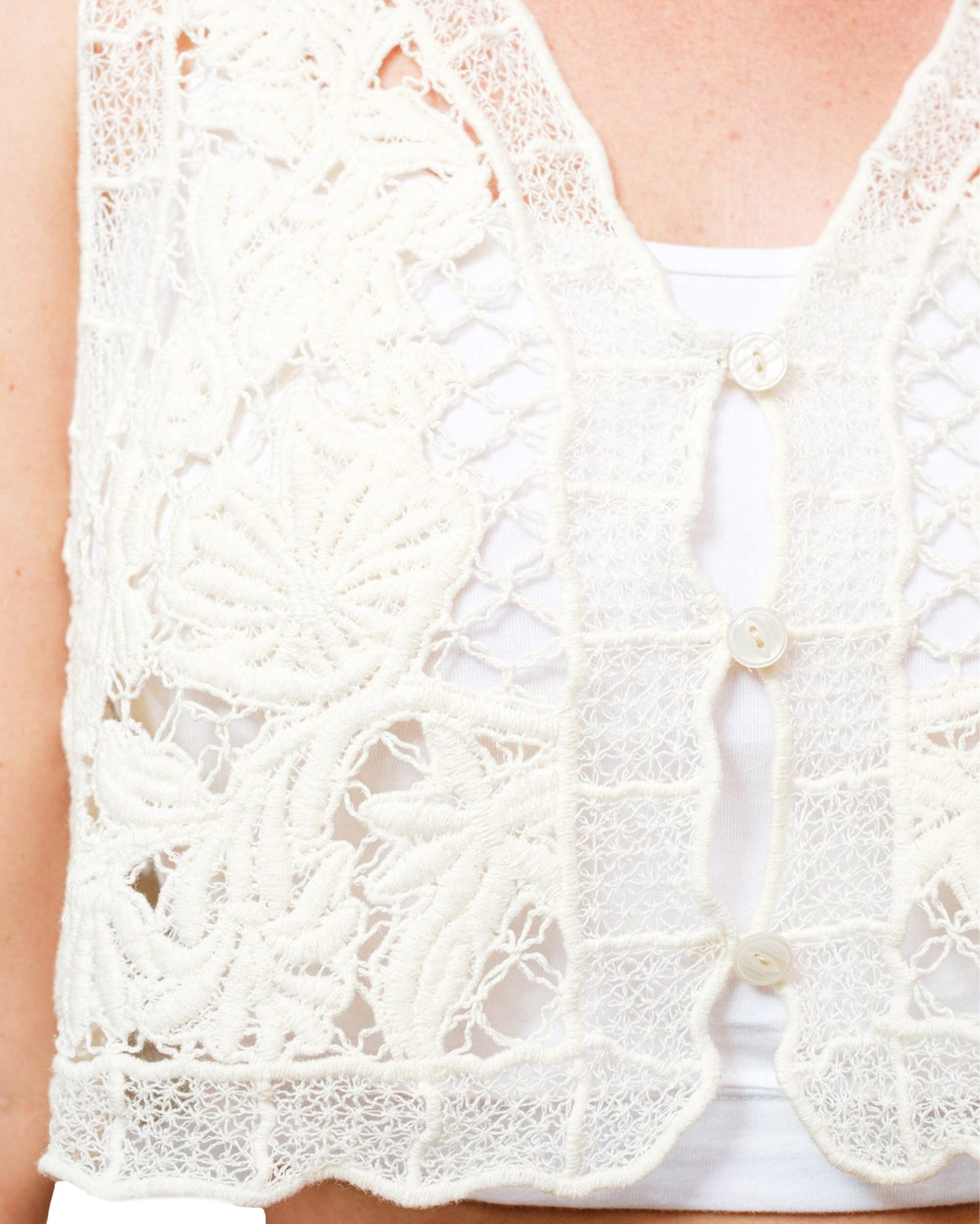 Women's Crochet Lace Crop Vest by Blue B from Skip's Western Outfitters