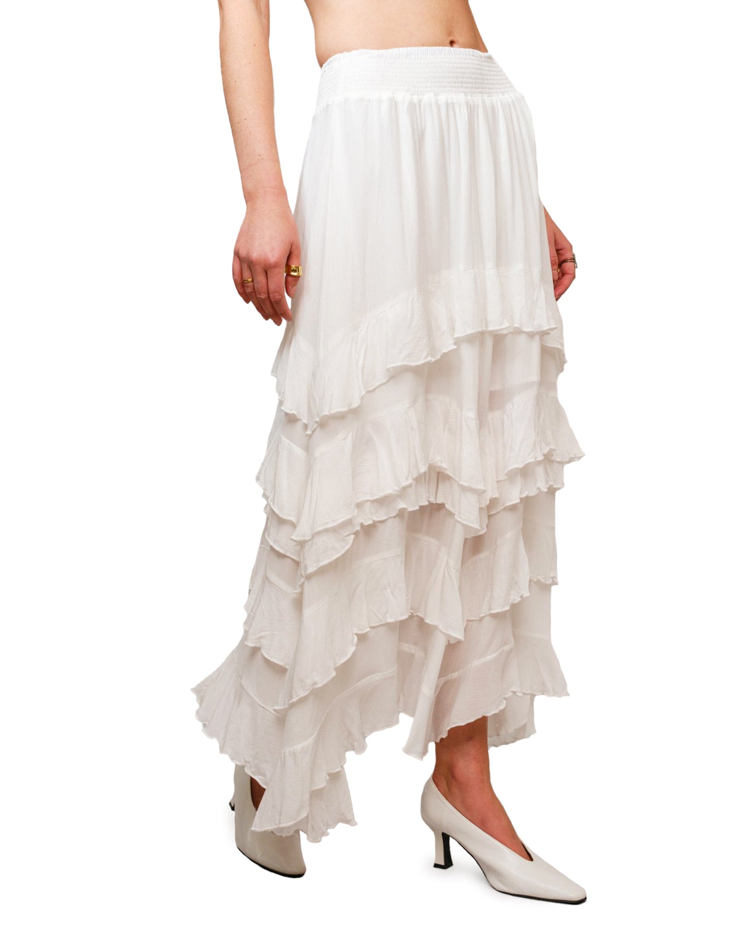 Women's Crinkle Smocked Waist Maxi Skirt by Blue B from Skip's Western Outfitters