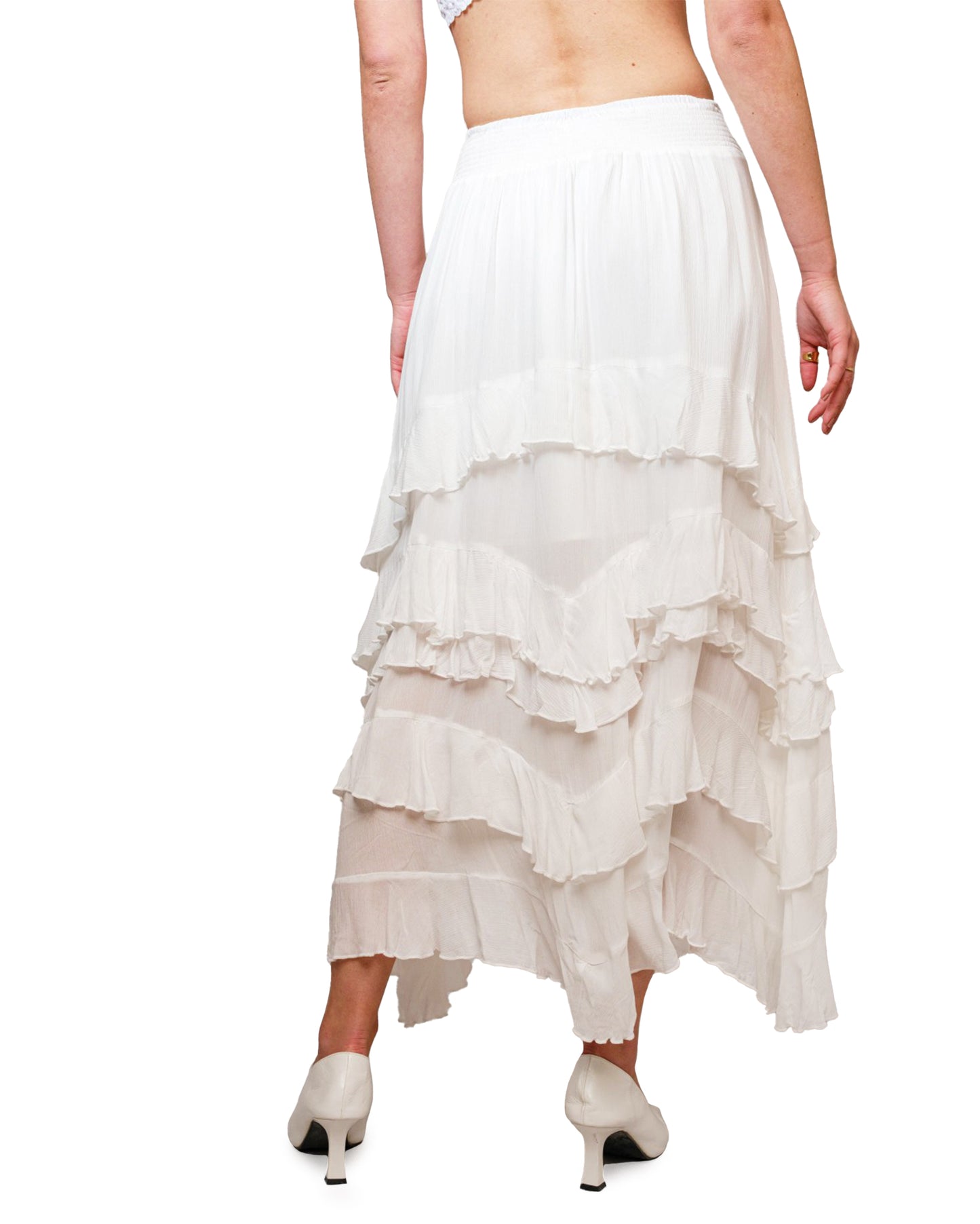 Women's Crinkle Smocked Waist Maxi Skirt by Blue B from Skip's Western Outfitters