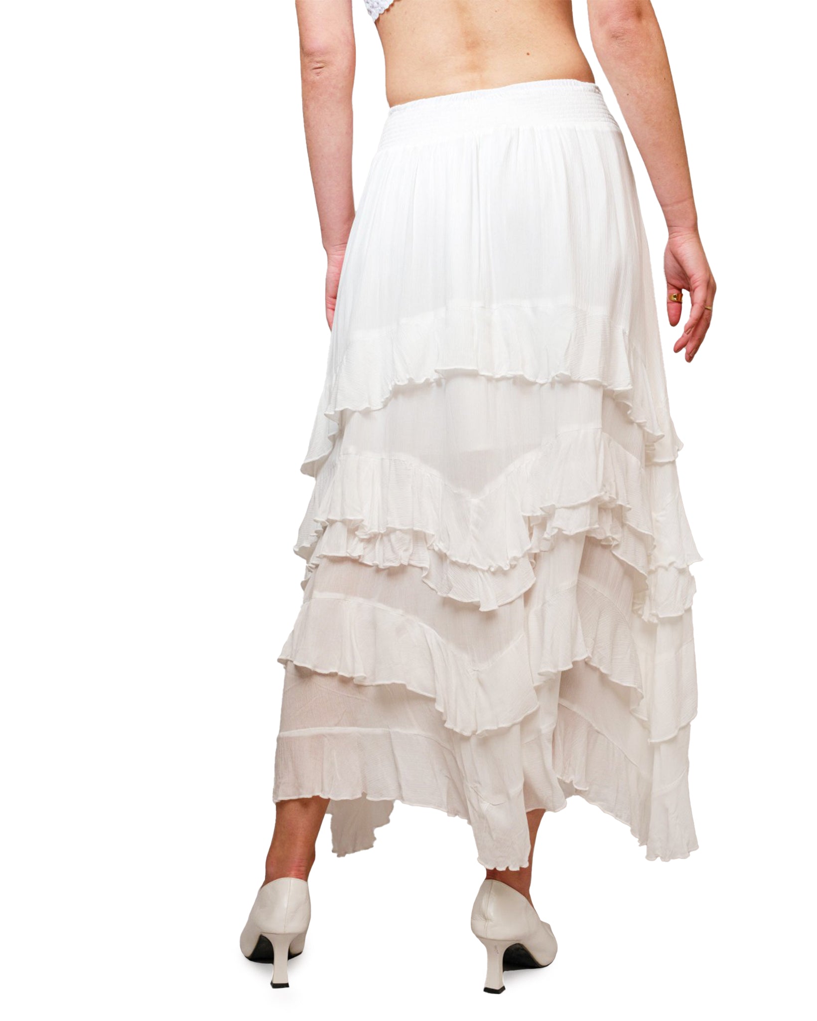 Women's Crinkle Smocked Waist Maxi Skirt by Blue B from Skip's Western Outfitters