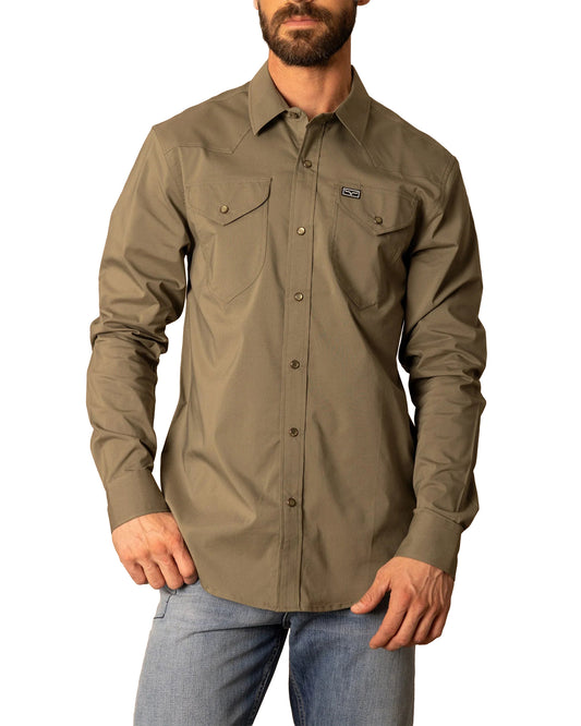 Men's Blackout Long Sleeve Western Shirt - Mds0000022-Gn015 by Kimes Ranch from Skip’s Western Outfitters | KMR-MDS0000022-GN015-S-ARMY-GREEN