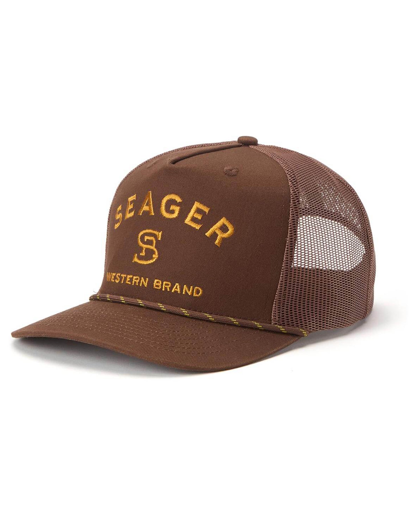 Branded Trucker Snapback Cap by Seager from Skip’s Western Outfitters | SEA-MHSU25BRANDTBRN-O/S-BROWN