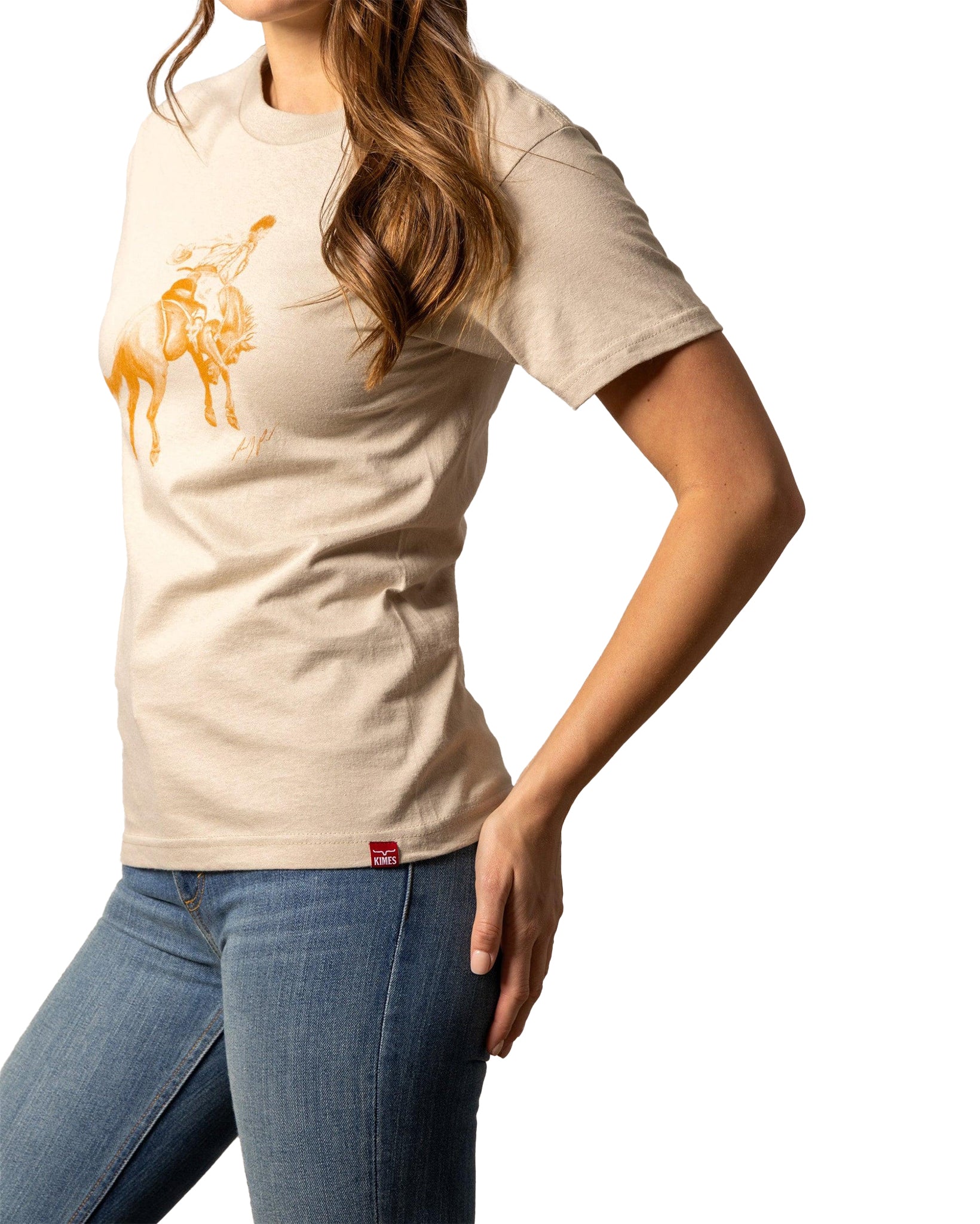 Kimes Ranch Women's Randy Bucking Away Shirt in Sand at Skip's Western Outfitters
