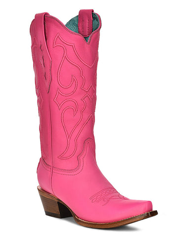 Women's Solid Embroidery Western Boots