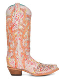 Women's Overlay Embroidery Studs & Crystals Neon Blacklight Western Boots