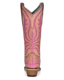 Women's Overlay with Fluorescent Embroidery & Studs Western Boots