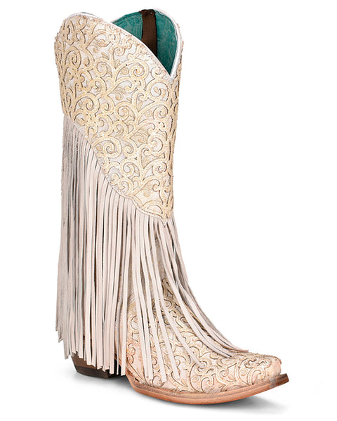 Women's Overlay with Embroidery & Fringe Western Boots