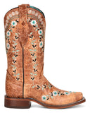 Women's Distressed Floral Embroidery Glow in the Dark Western Boots