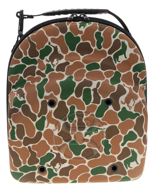 Cap Carrier Brown / Green Camo Outside With Brown Lining And Hooey Logo With Handle To Carry - Large - Cc015