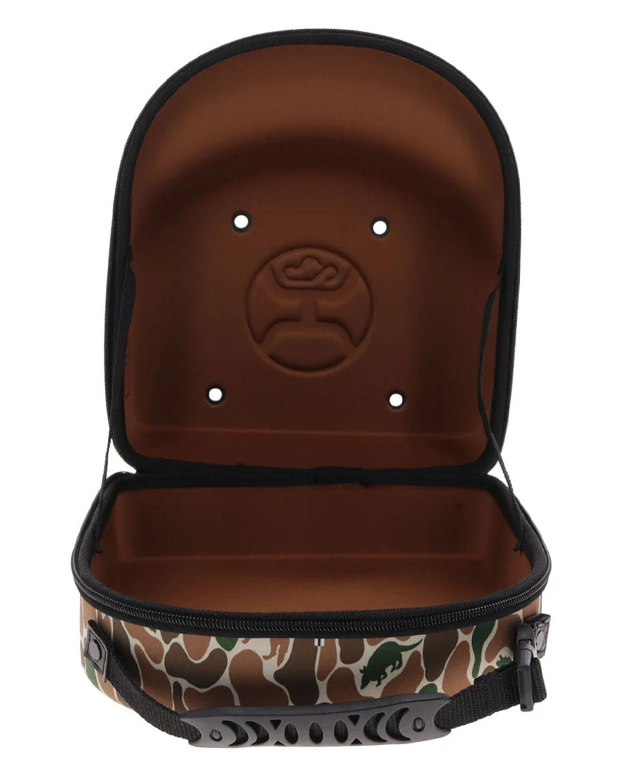 Cap Carrier Brown / Green Camo Outside With Brown Lining And Hooey Logo With Handle To Carry - Large - Cc015