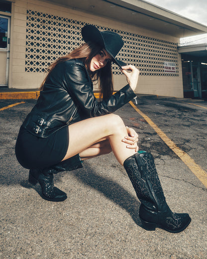 Corral C4100 Women's Handcrafted Snip Toe Cowgirl Boots in Black at Skip's Western Outfitters