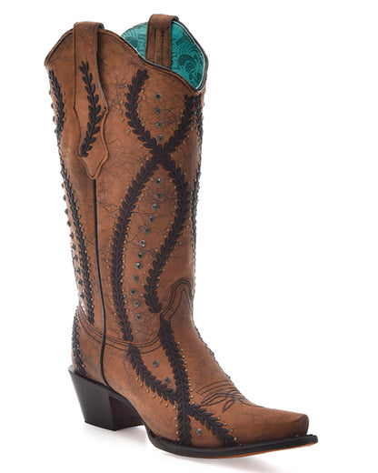 Corral Z5247 Women's Handcrafted Snip Toe Cowgirl Boots in Brown at Skip's Western Outfitters