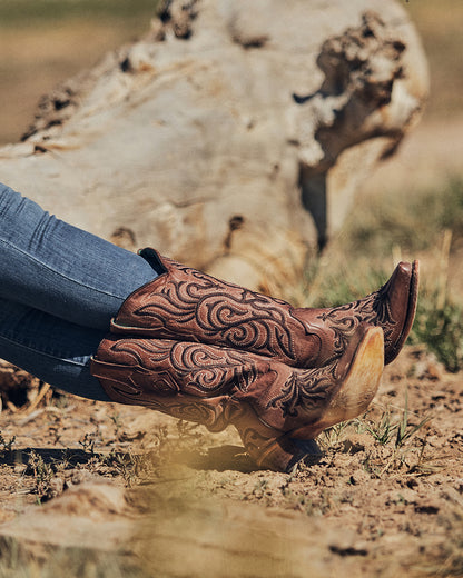 Corral Z5307 Women's Handcrafted Snip Toe Cowgirl Boots in Brown at Skip's Western Outfitters