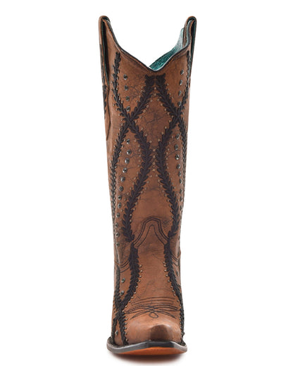 Corral Z5247 Women's Handcrafted Snip Toe Cowgirl Boots in Brown at Skip's Western Outfitters