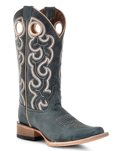 Corral L6095 Women's Handcrafted Wide Square Toe Cowgirl Boots in Blue at Skip's Western Outfitters