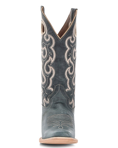 Corral L6095 Women's Handcrafted Wide Square Toe Cowgirl Boots in Blue at Skip's Western Outfitters
