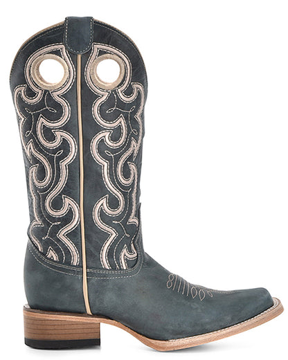Corral L6095 Women's Handcrafted Wide Square Toe Cowgirl Boots in Blue at Skip's Western Outfitters