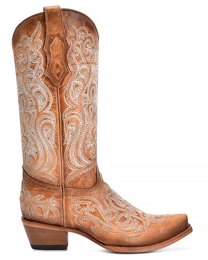 Corral C4144 Women's Handcrafted Snip Toe Cowgirl Boots in Tan at Skip's Western Outfitters