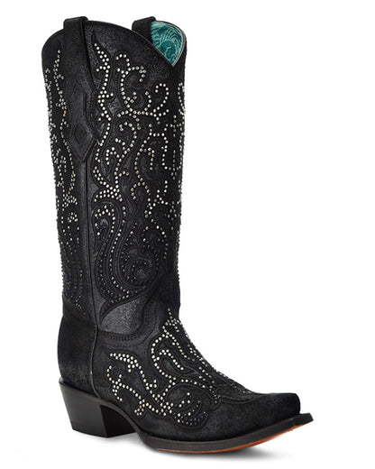 Corral C4100 Women's Handcrafted Snip Toe Cowgirl Boots in Black at Skip's Western Outfitters
