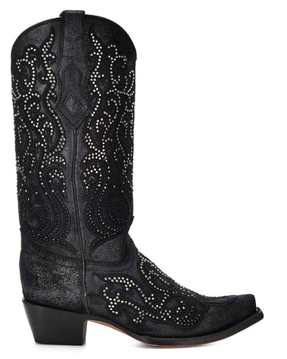 Corral C4100 Women's Handcrafted Snip Toe Cowgirl Boots in Black at Skip's Western Outfitters