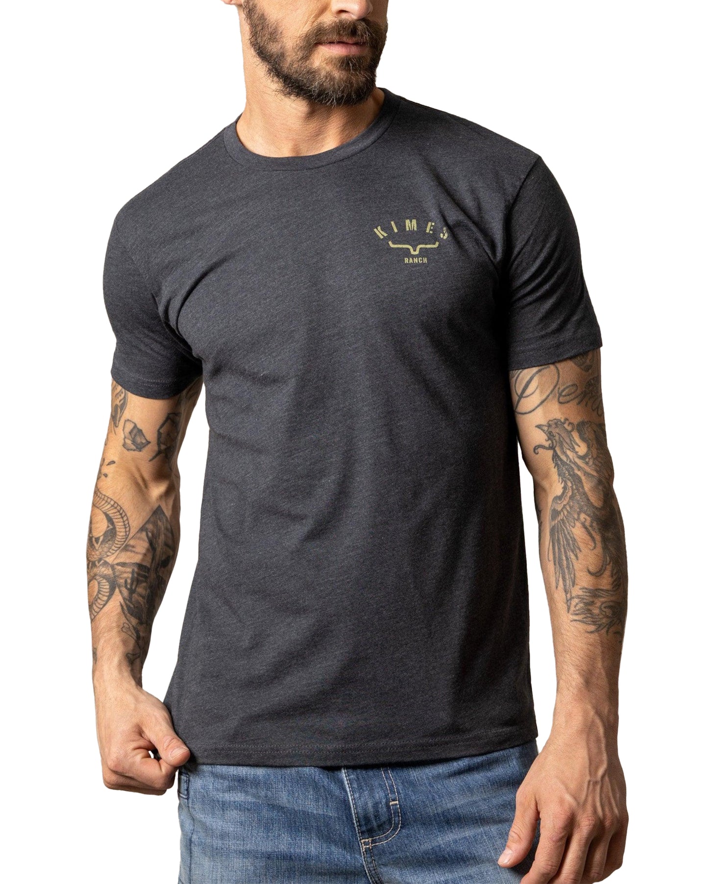 Kimes Ranch Men's Cut Through Short Sleeve T-Shirt in Charcoal at Skip's Western Outfitters