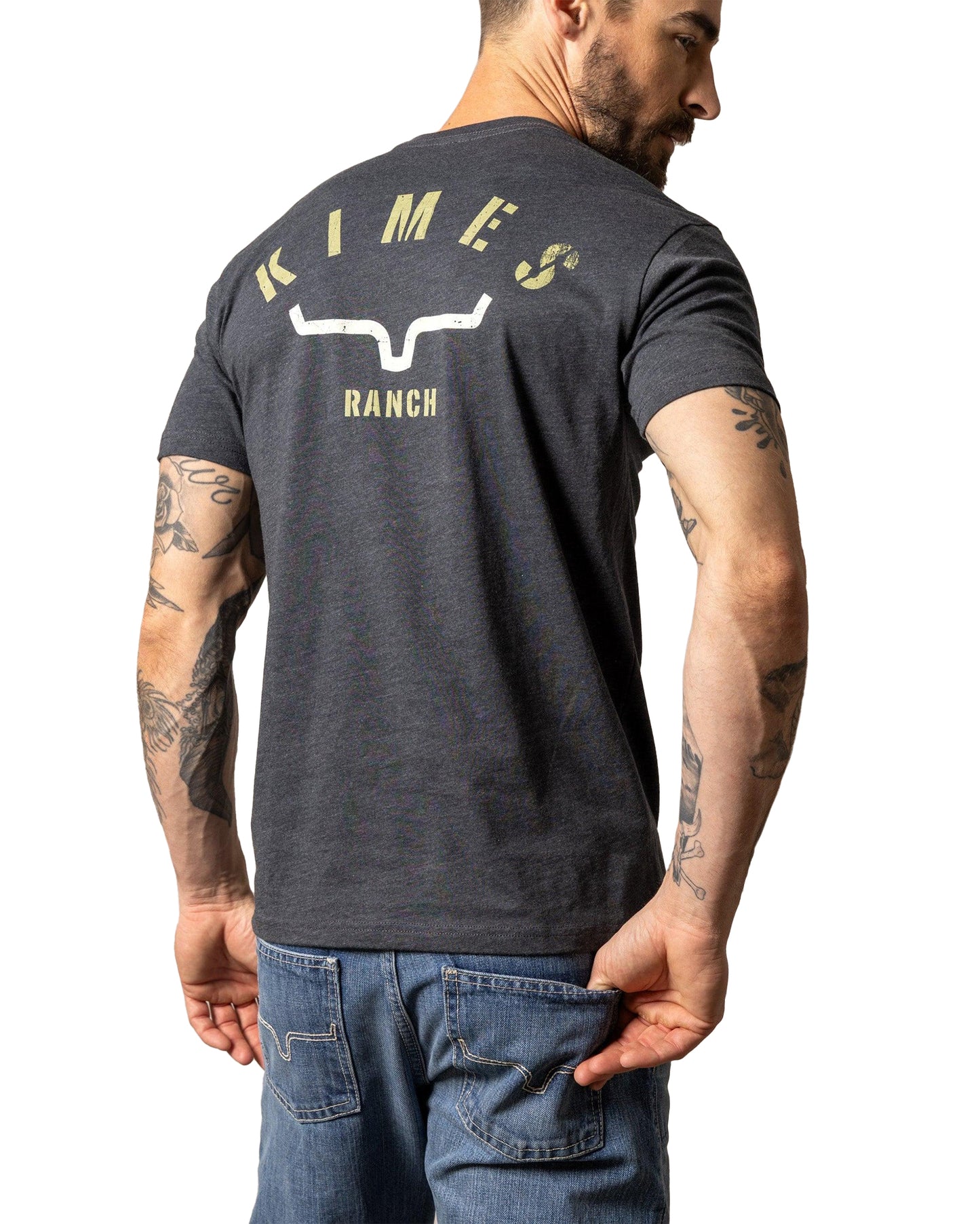 Kimes Ranch Men's Cut Through Short Sleeve T-Shirt in Charcoal at Skip's Western Outfitters
