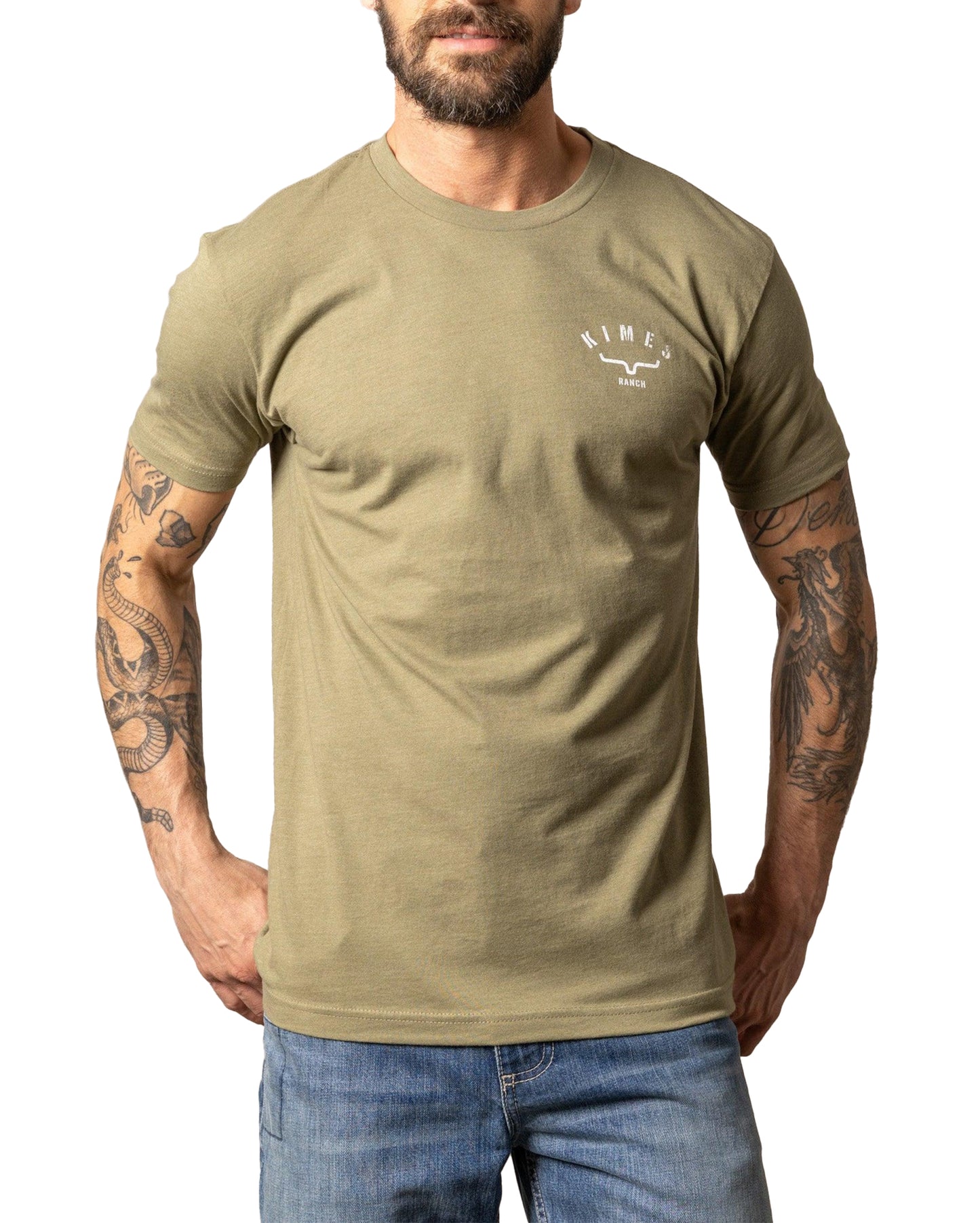 Kimes Ranch Men's Cut Through Short Sleeve T-Shirt in Light Olive at Skip's Western Outfitters