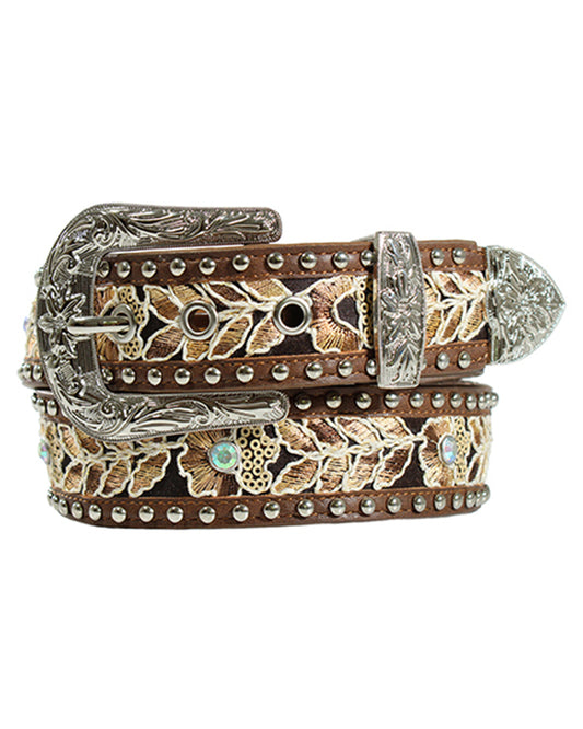Women's Floral Lace Belt by Angel Ranch from Skip’s Western Outfitters | MFW-D140003202-S-BRN