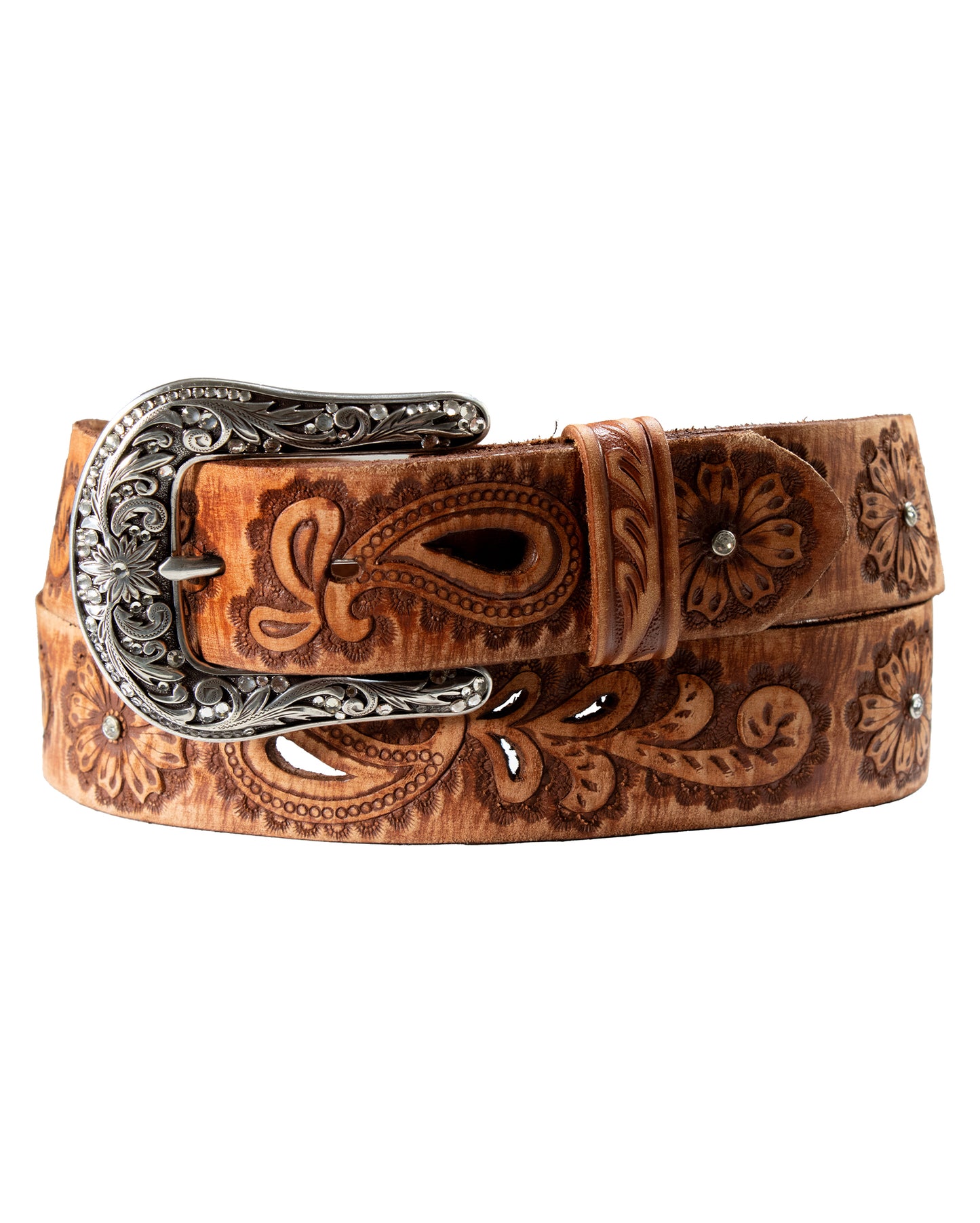 Women's Floral Embossing and Filigree Belt by Angel Ranch from Skip’s Western Outfitters | MFW-D140011108-S