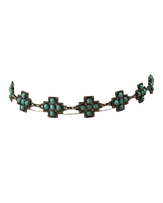 Men's Turquoise Stone Cross Hatband - D740002833