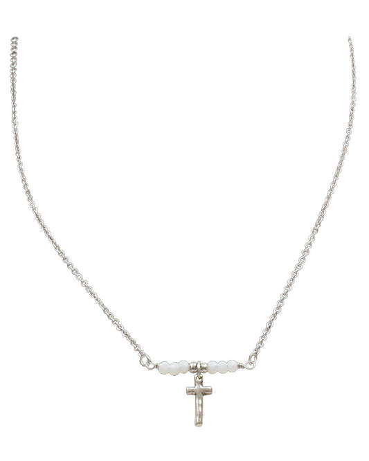 Cross Medallion Necklace - DN1161SBWT