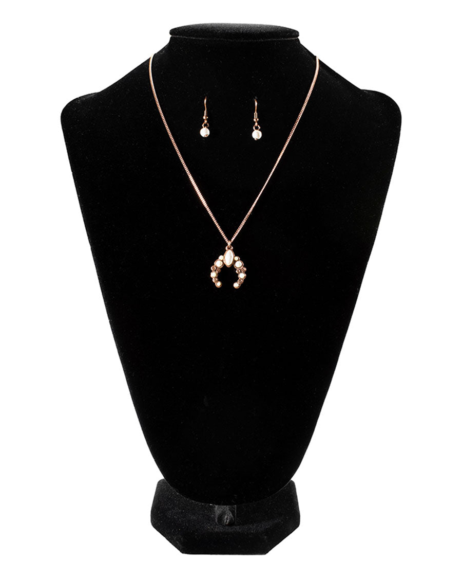 Ivory & Copper Squash Blossom Jewelry Set - DNE0736CBIV