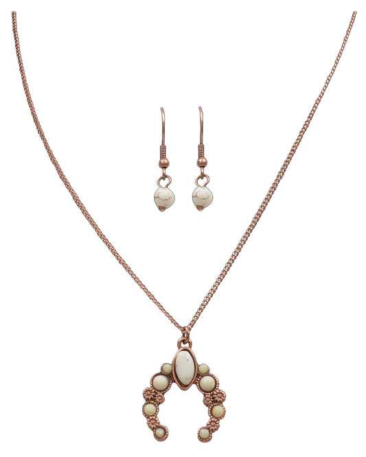 Ivory & Copper Squash Blossom Jewelry Set - DNE0736CBIV