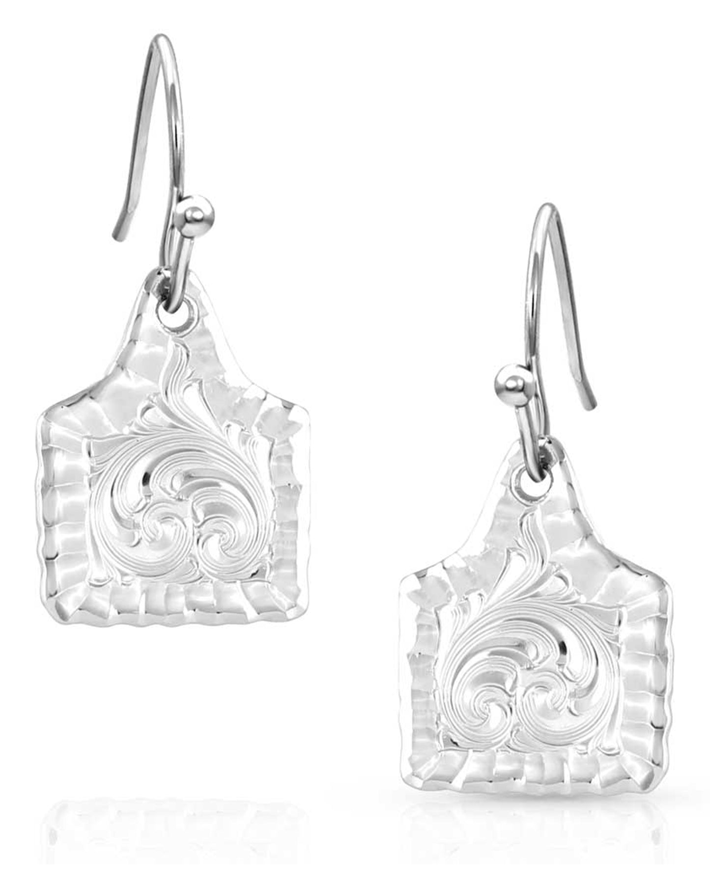 Chiseled Cow Tag Earrings by Montana Silversmiths from Skip’s Western Outfitters | MON-er5398-O/S