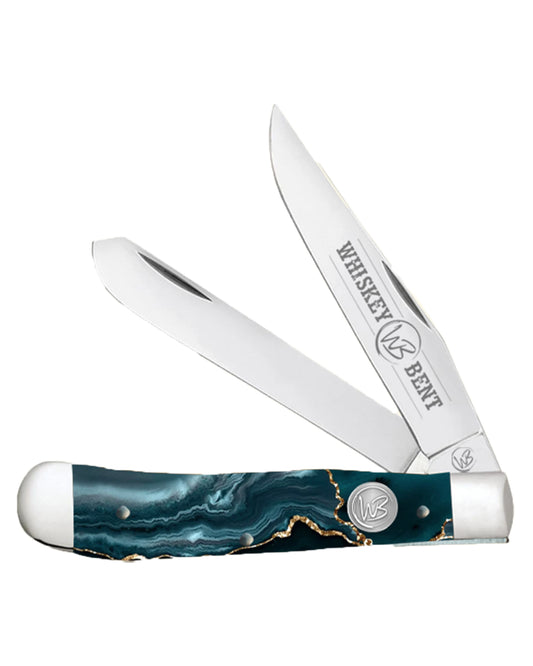 Gold Rush Acrylic Trapper Knife - Wb11-23 by Whiskey Bent Knives from Skip’s Western Outfitters | WBK-WB11-23-GOLD-RUSH