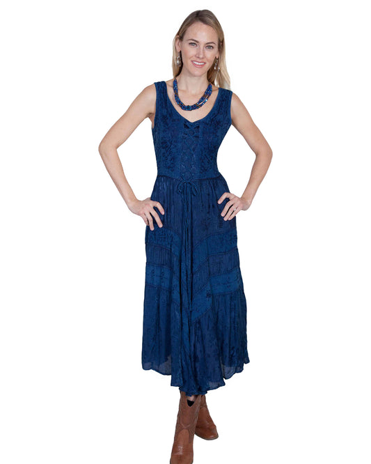 Women's Lace Front Dress by Scully from Skip’s Western Outfitters | SCU-HC118-BLU-XS-BLUE