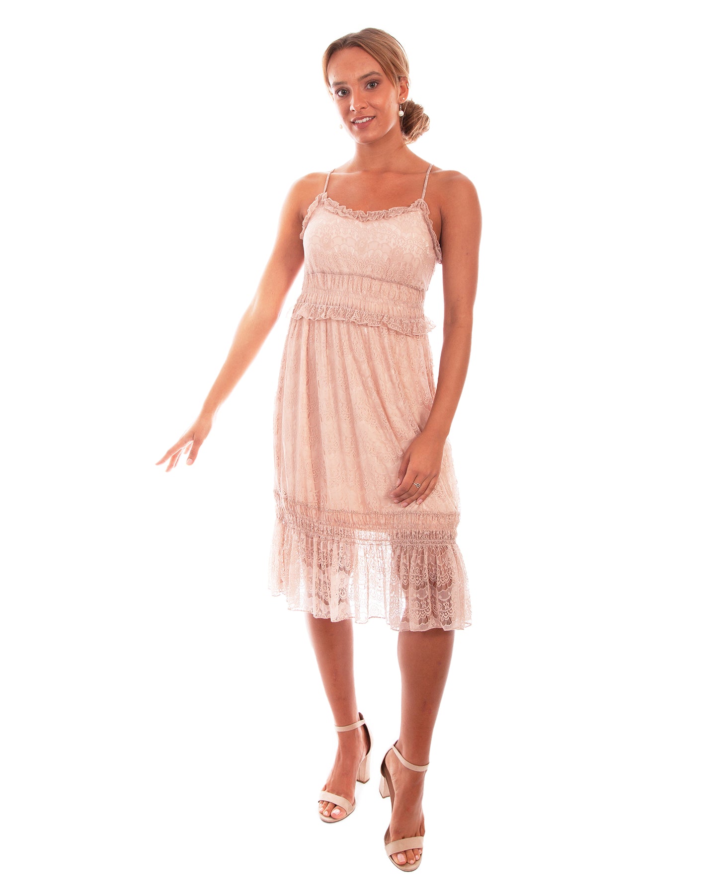 Women's Tiered Lace Dress by Scully from Skip’s Western Outfitters | SCU-HC558-ROS-XS-ROSE